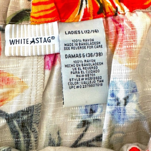 White Stag Size L (12-14) Tropical Print Drawstring Waist Beach Pant w/ Pockets - Picture 5 of 7